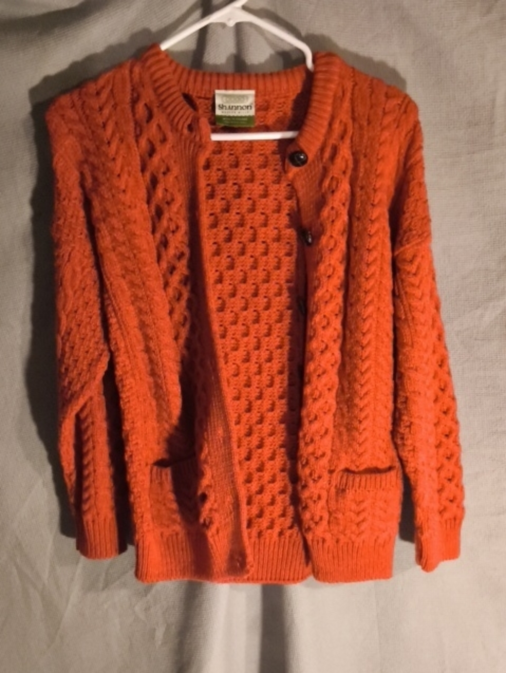 SHANNON Woolen Mills XS Orange Cardigan, 100%MerinoWool FALLFAIRY,AUTUMNLEA